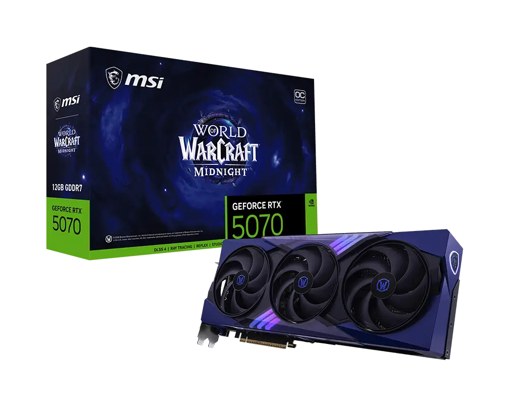 PLACA DE VIDEO MSI RTX 5070 WORLD OF WARCRAFT MIDNIGHT VOID EDITION 12GB OC