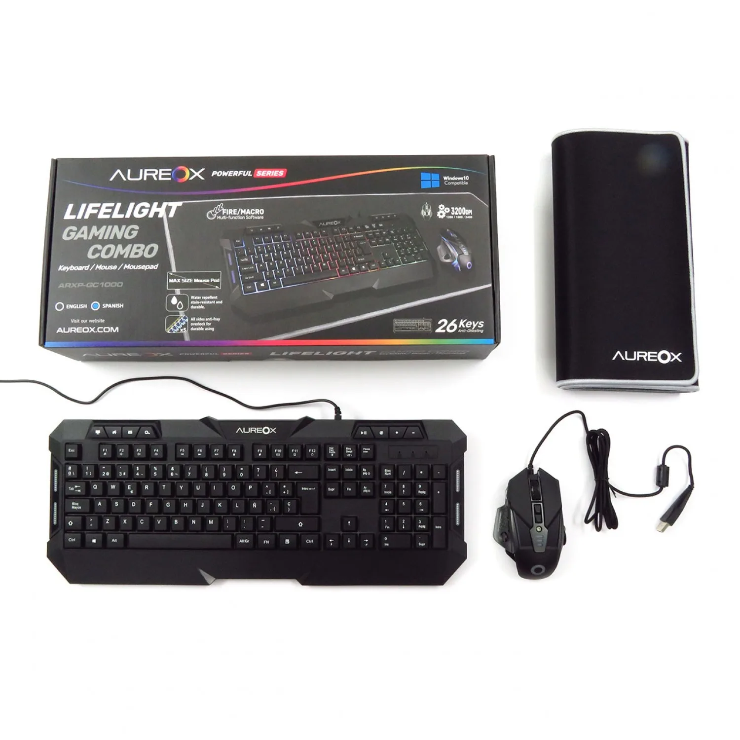 TECLADO Y MOUSE + PAD AUREOX LIFELIGHT GAMING GC1000
