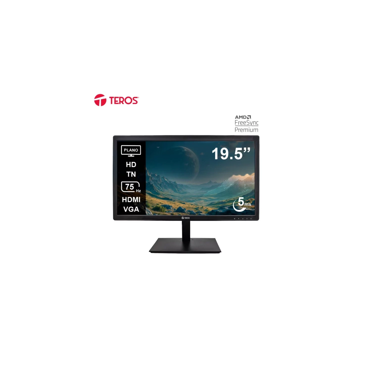 MONITOR TEROS TE-1916S 19.5 PLANO TN HD (1600X900) 75HZ 5MS FICHA USA