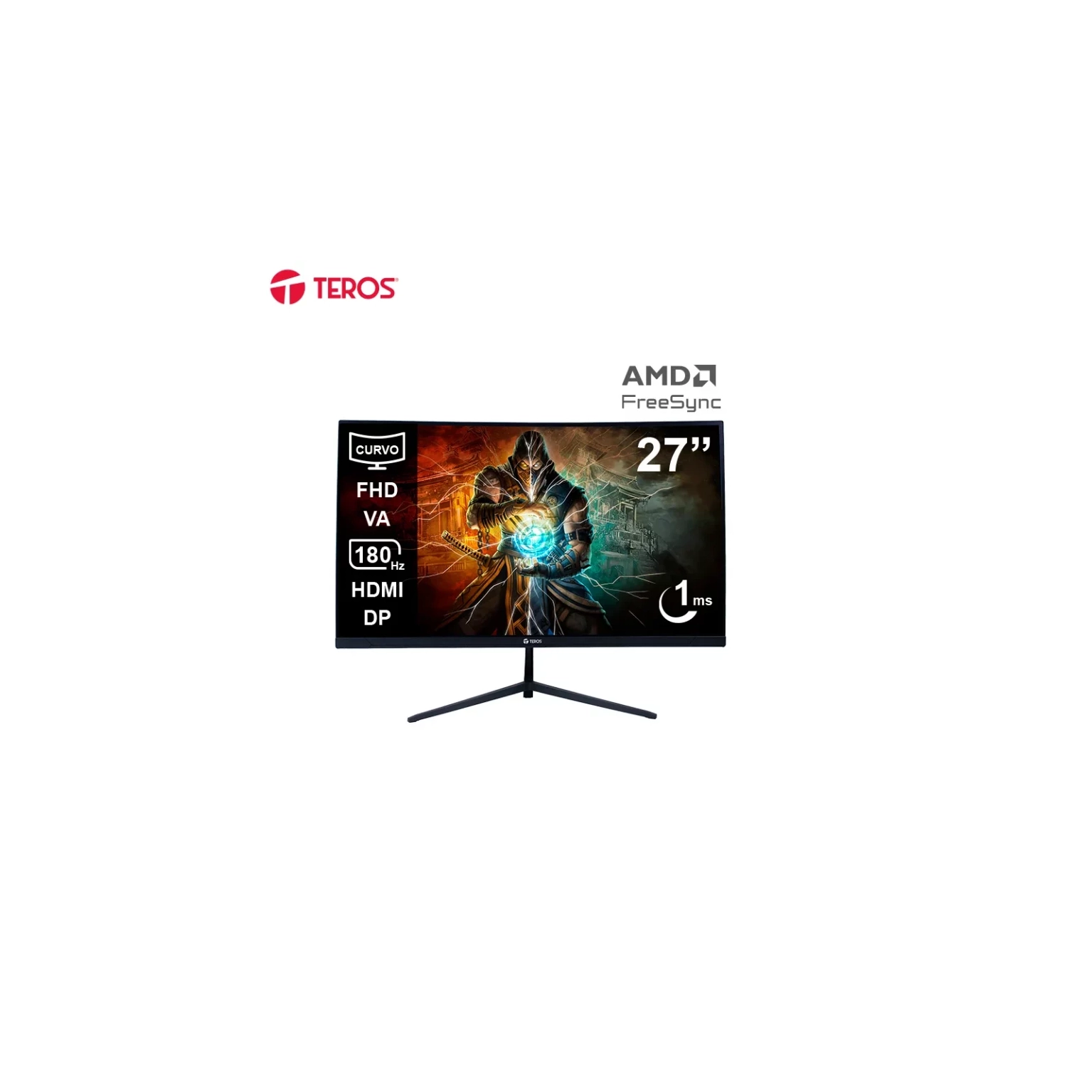 MONITOR TEROS TE-2787G GAMING 27" CURVO VA FHD (1920X1080) 180HZ 1MS FICHA USA