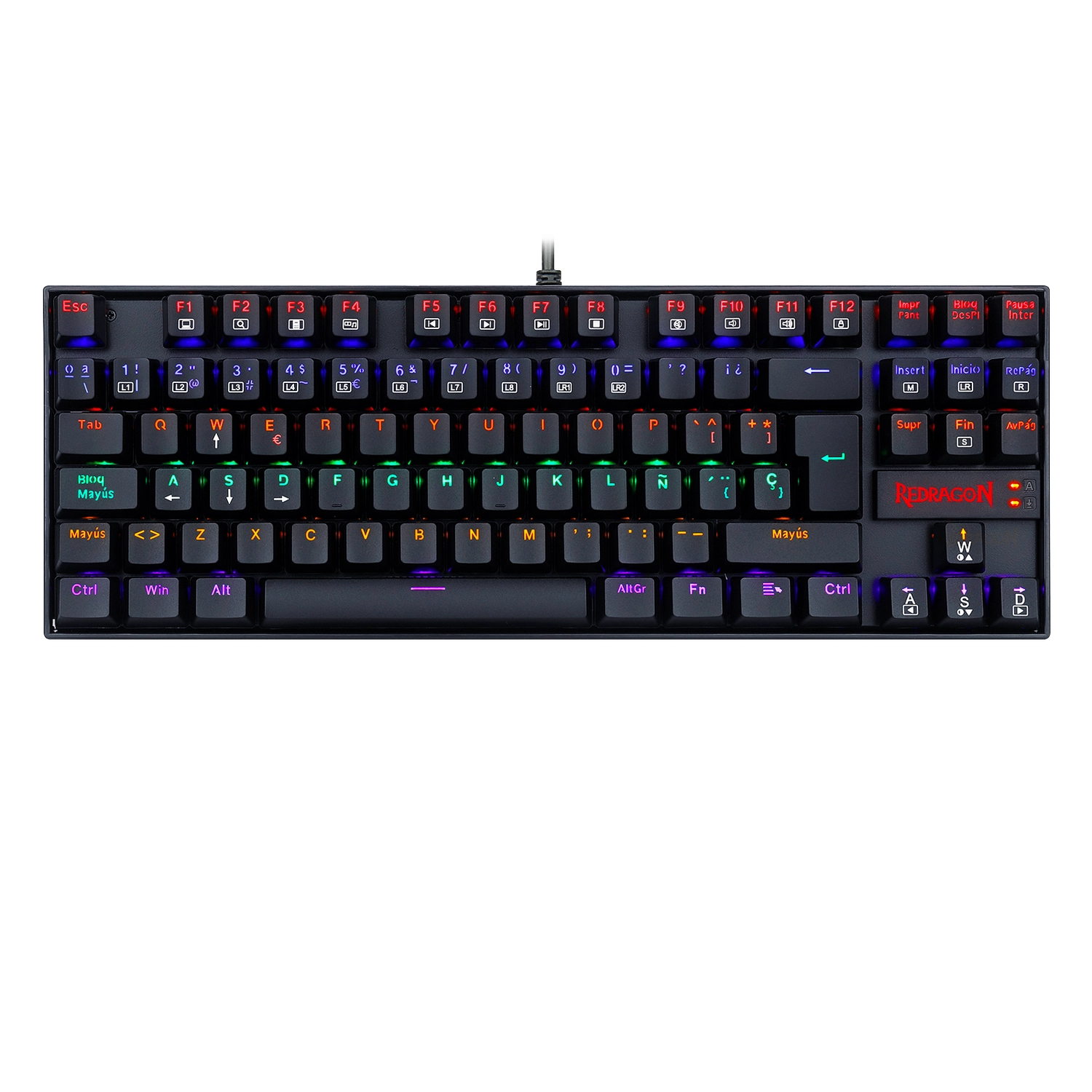 Teclado Redragon Kumara 2 K552 Rainbow Negro — foto 1