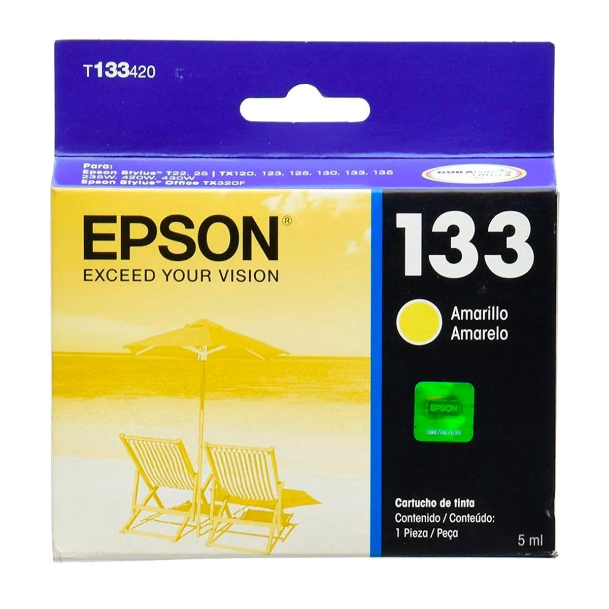 Cartucho De Tinta Epson 133 Amarillo
