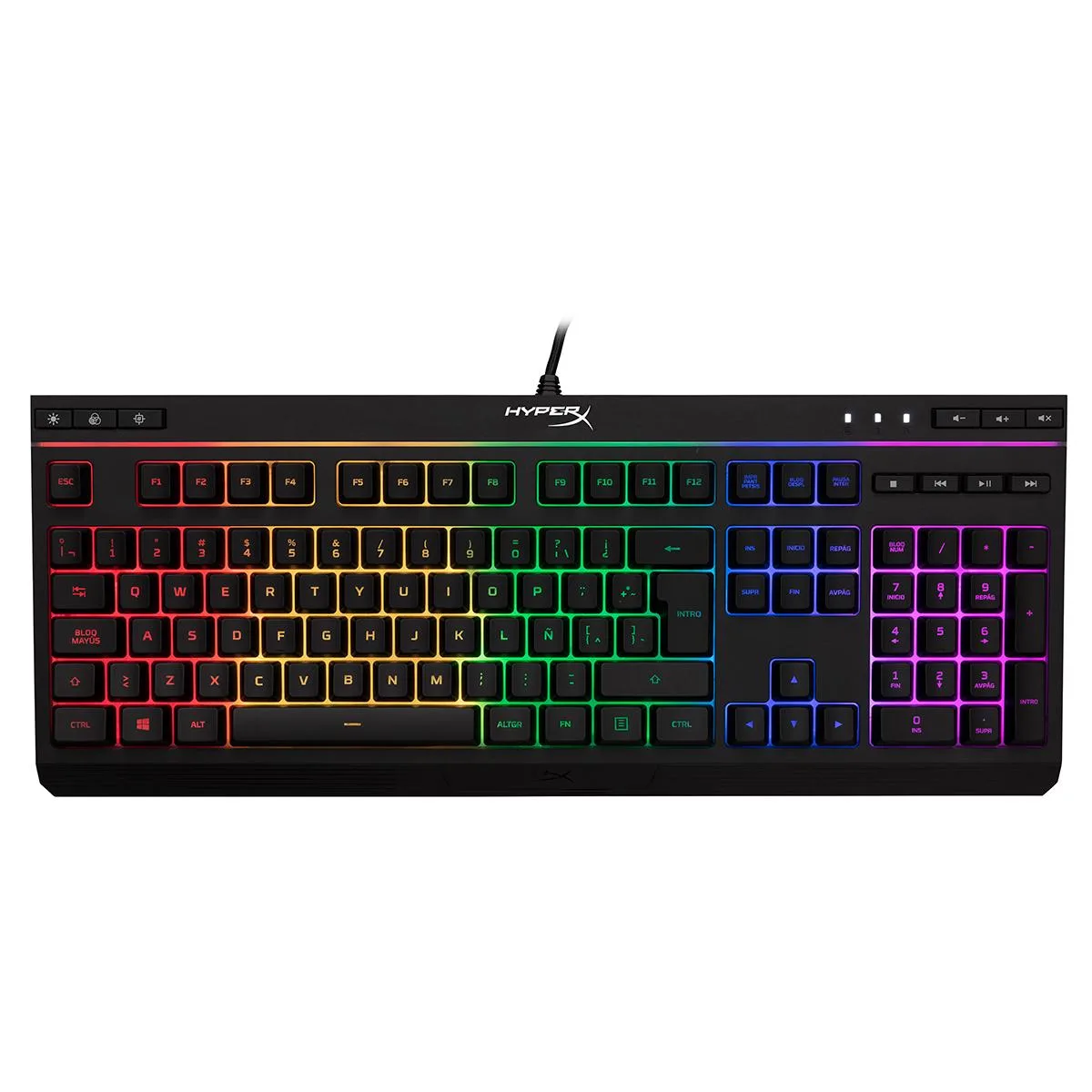 TECLADO C/CABLE HYPERX ALLOY CORE RGB LA NEGRO