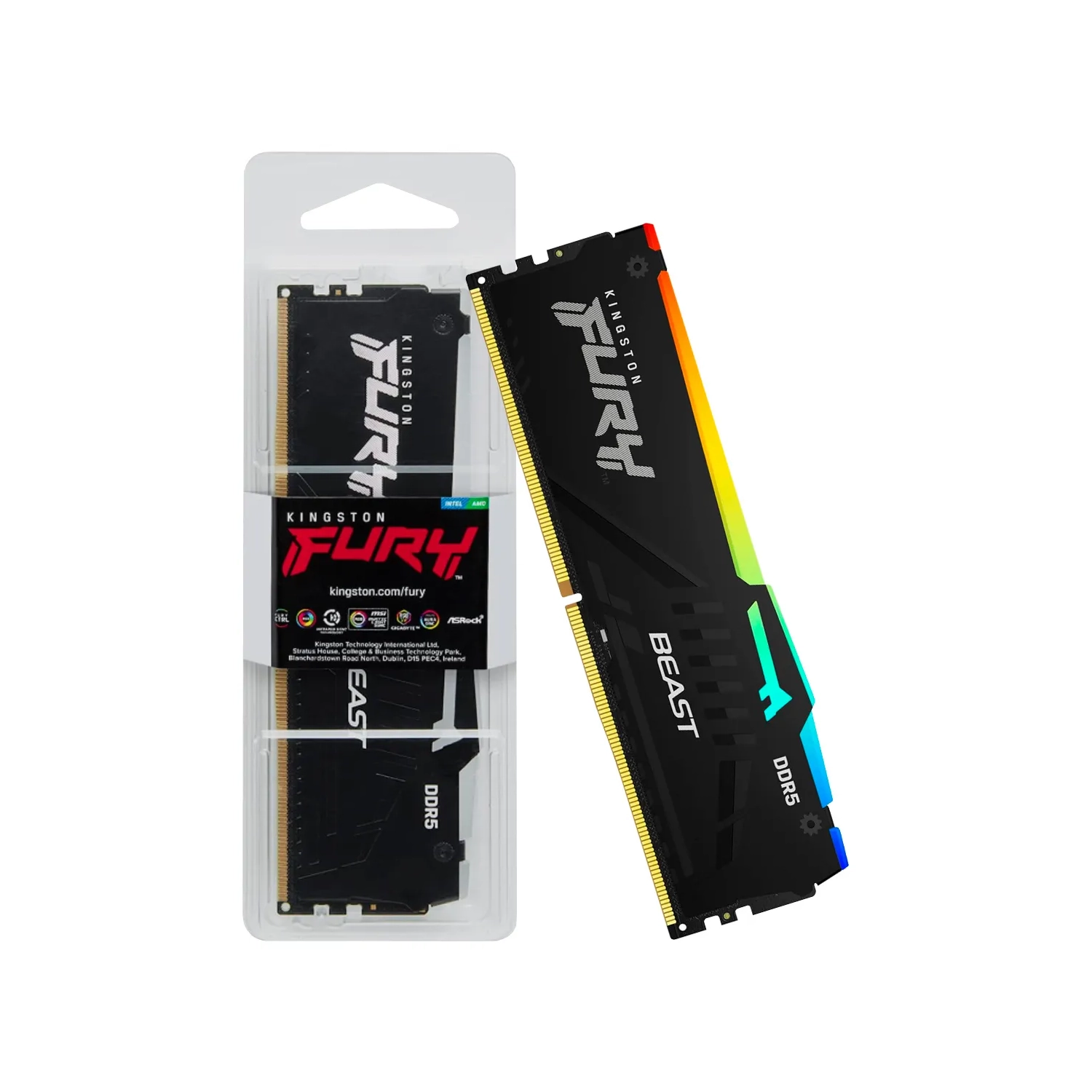 Memoria Ram Udimm Kingston Fury Beast 8gb Ddr5 6000mhz Cl36 1.35v Single Negro Rgb