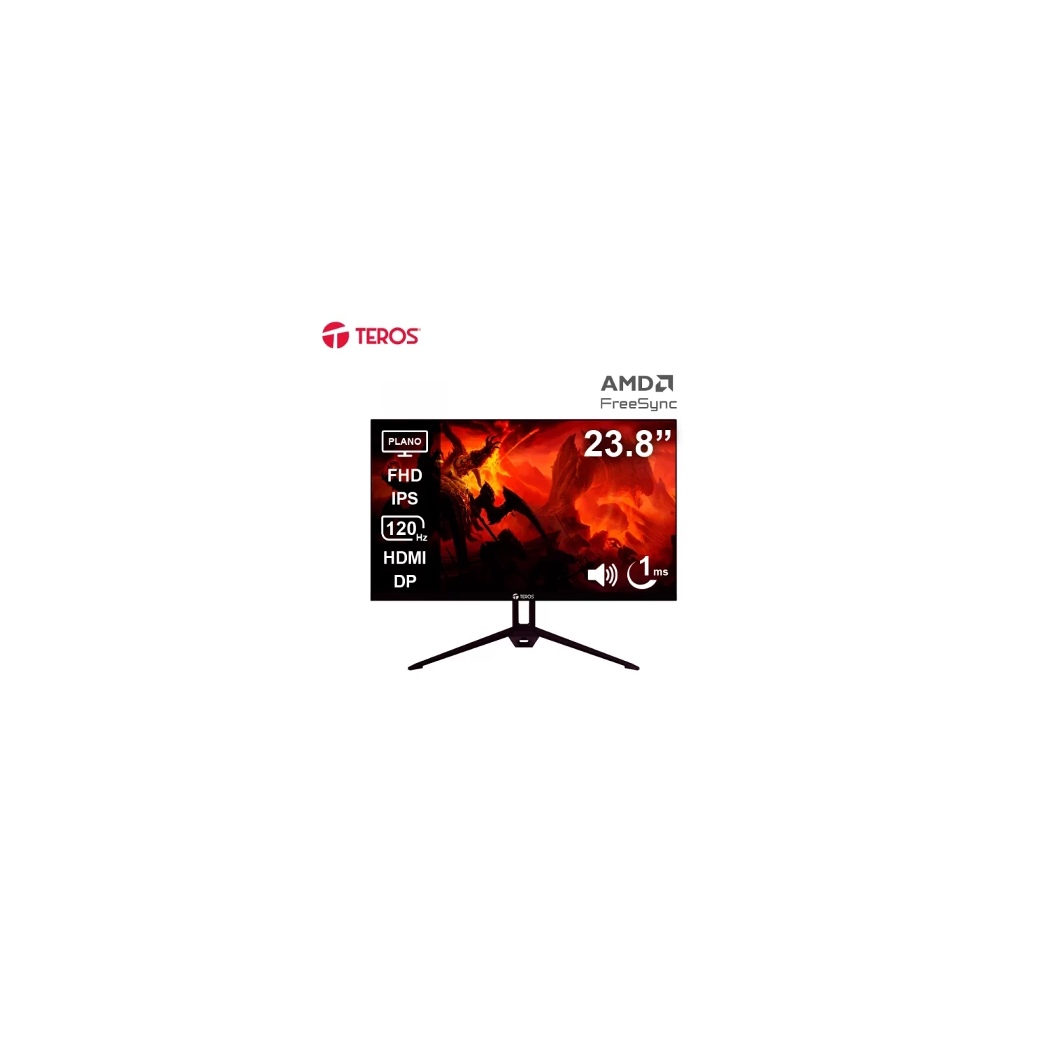 MONITOR TEROS TE-2415S GAMING 23.8” PLANO IPS FHD (1920 X 1080) 120HZ 1MS FICHA USA