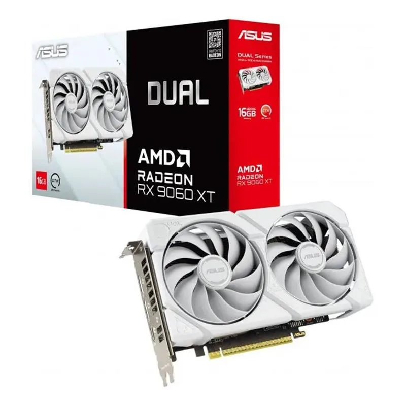 PLACA DE VIDEO ASUS DUAL RADEON RX 9060 XT 16GB GDDR6 WHITE EDITION