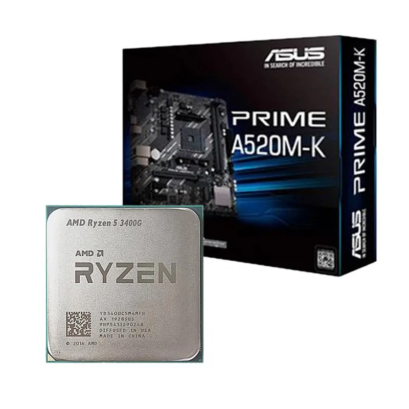COMBO MOTHER ASUS PRIME A520M-K + RYZEN 5 3400G tray