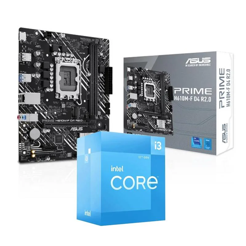 COMBO MOTHER ASUS PRIME H610M-F D4 + PRO INTEL I3-12100
