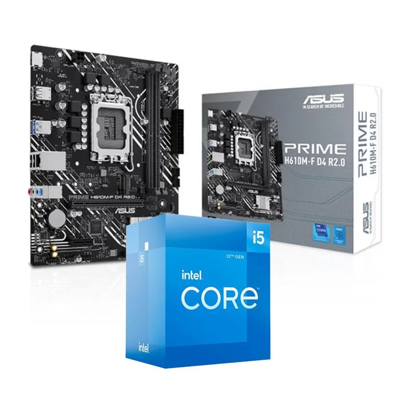 COMBO MOTHER ASUS PRIME H610M-F D4 + PRO INTEL I5-12400