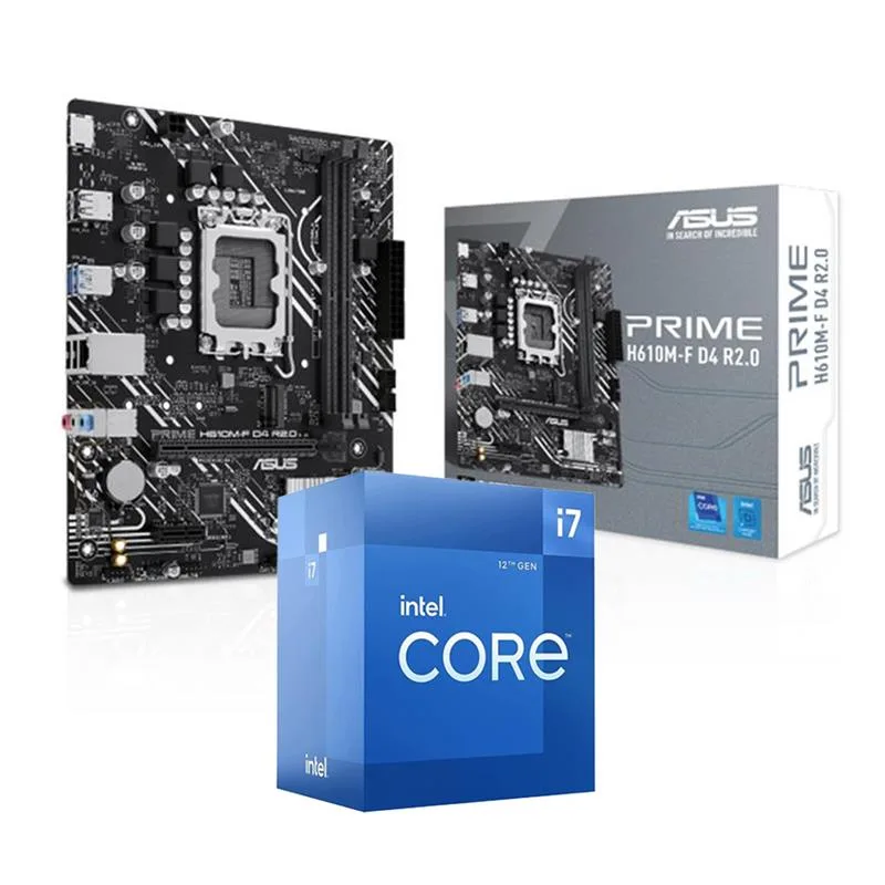 COMBO MOTHER ASUS PRIME H610M-F D4 + PRO INTEL I7-12700