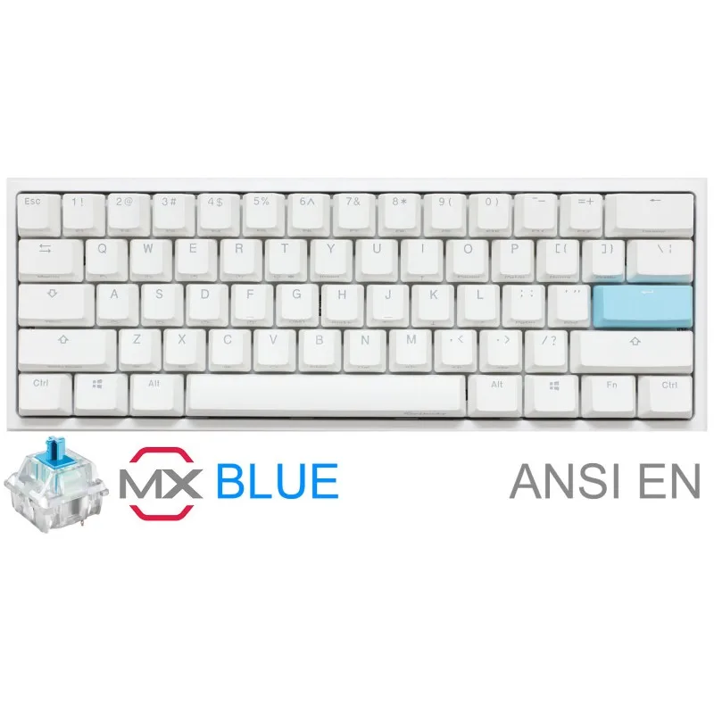 TECLADO GAMER DUCKY ONE 2 MINI PURE WHITE BLANCO RGB CHERRY BLUE RGB DOUBLE SHOT PBT MECANICO