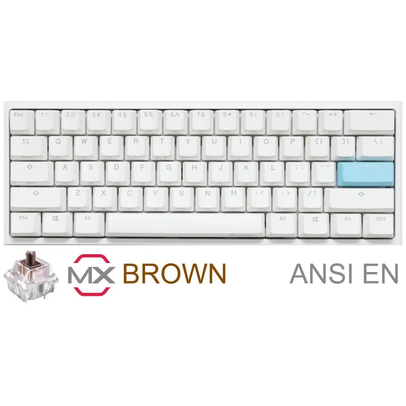 TECLADO GAMER DUCKY ONE 2 MINI PURE WHITE RGB CHERRY BROWN RGB DOUBLE-SHOT PBT MECANICO