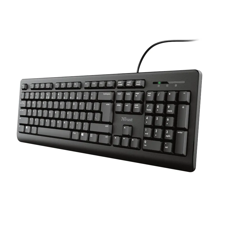 TECLADO TRUST PRIMO SILENCIOSO Y RESISTENTE A SALPICADURAS USB NEGRO