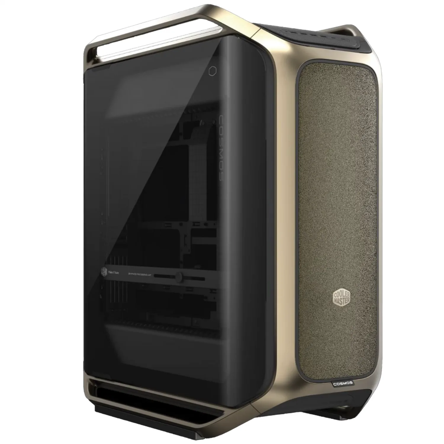 GABINETE COOLER MASTER COSMOS ALPHA GOLD FULL TOWER 3 FANS TEMPERED GLASS LOGO BAÑADO EN ORO 24K S/FUENTE