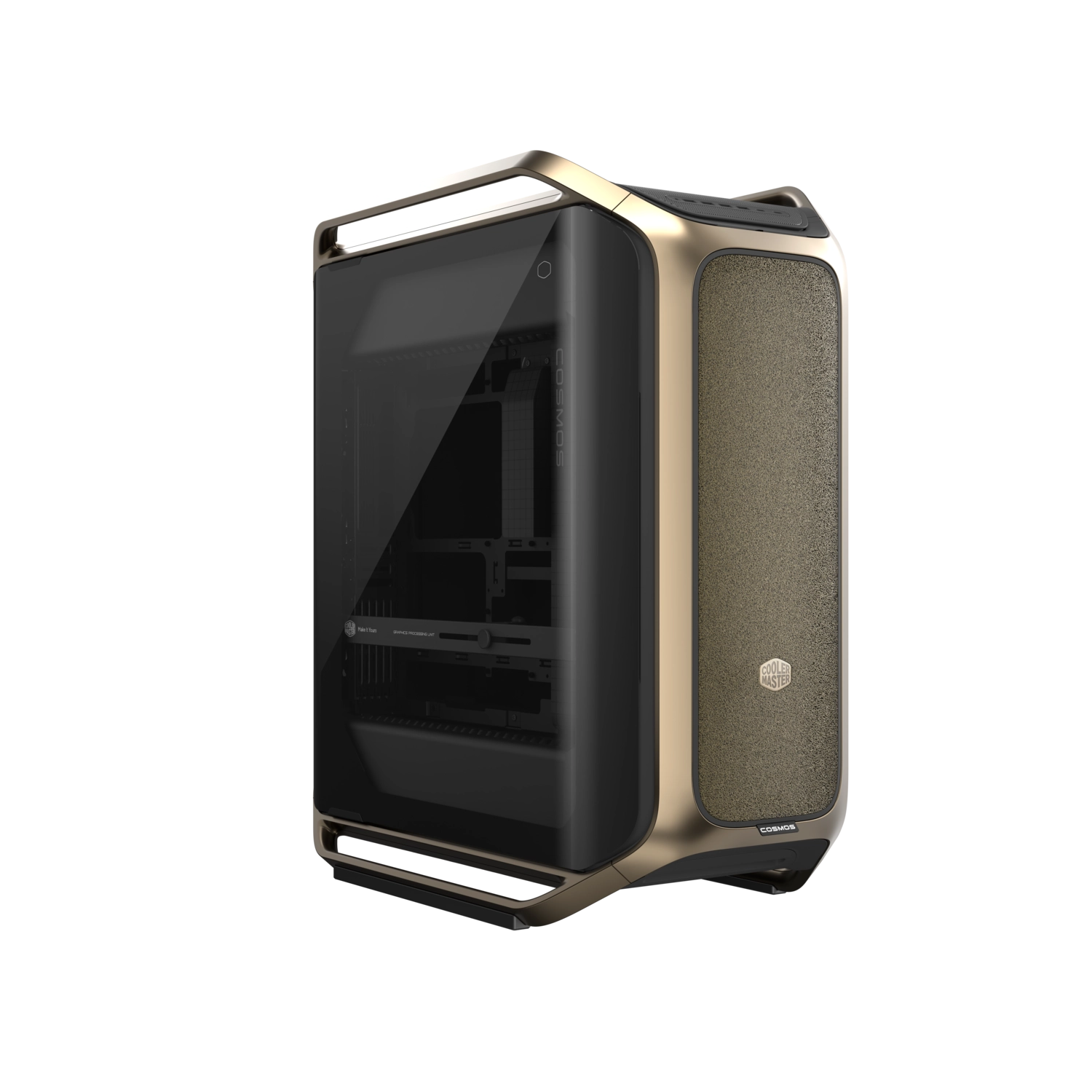 Gabinete Cooler Master Cosmos Alpha Gold Full Tower 3 Fans Tempered Glass Logo Bañado en Oro 24K s/Fuente — foto 2