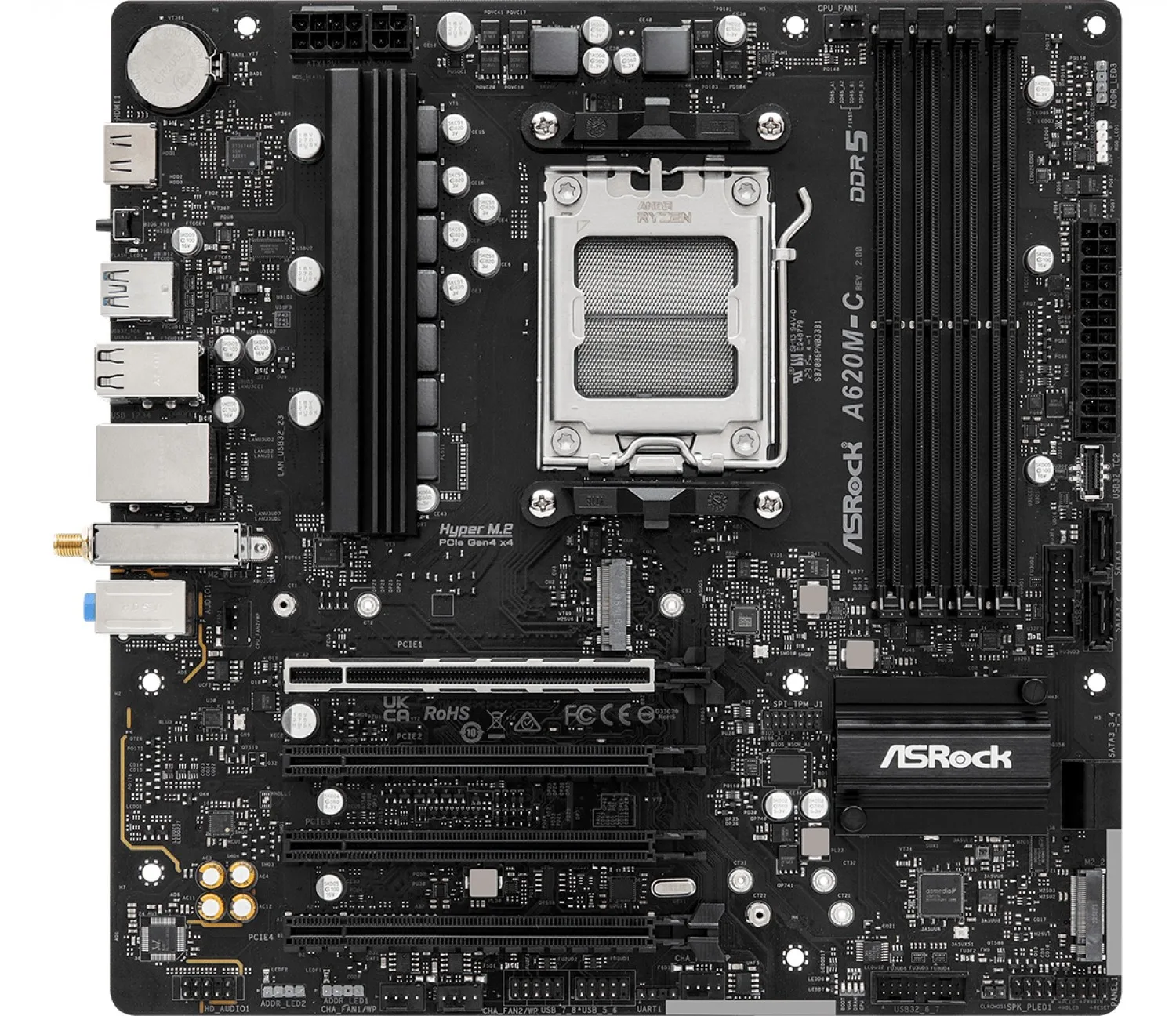 Mother Asrock (am5) A620m-c R2 Wifi-ax+bt (bulk) — foto 2