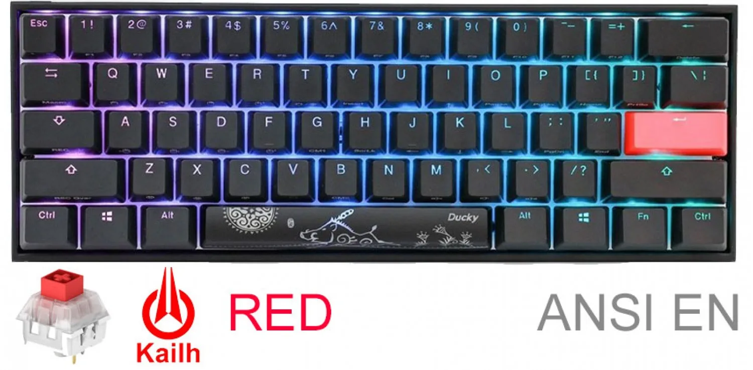 TECLADO GAMER DUCKY MECHA MINI V2 RGB KAILH BOX RED PBT DOUBLE-SHOT