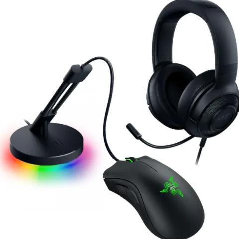 RAZER COMBO GAME ON BUNDLE MOUSE + AURICULAR + BUNGEE